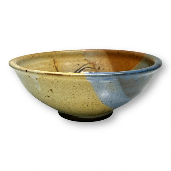 Handmade Stoneware Bowl with Native American Primitive Horse & Rider Drawing - Picture 1 of 8